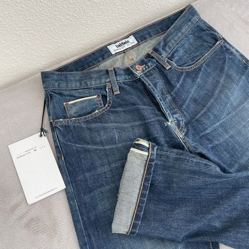 Baldwin Denim The 77 The Drop Yoke Straight Jeans Men 32x35 (Tag 31) Selvedge